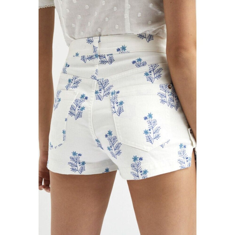 Anthropologie Pilcro White Floral Denim Shorts